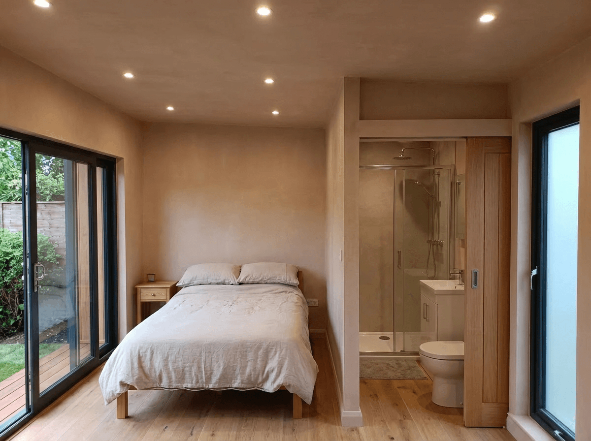 Wicklow residence interior — bedroom with en-suite